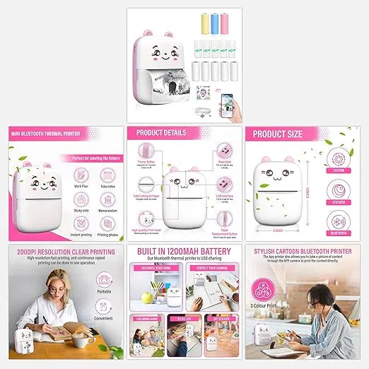 Bluetooth Mini Printer for Students | Inkless Wireless Thermal Printer